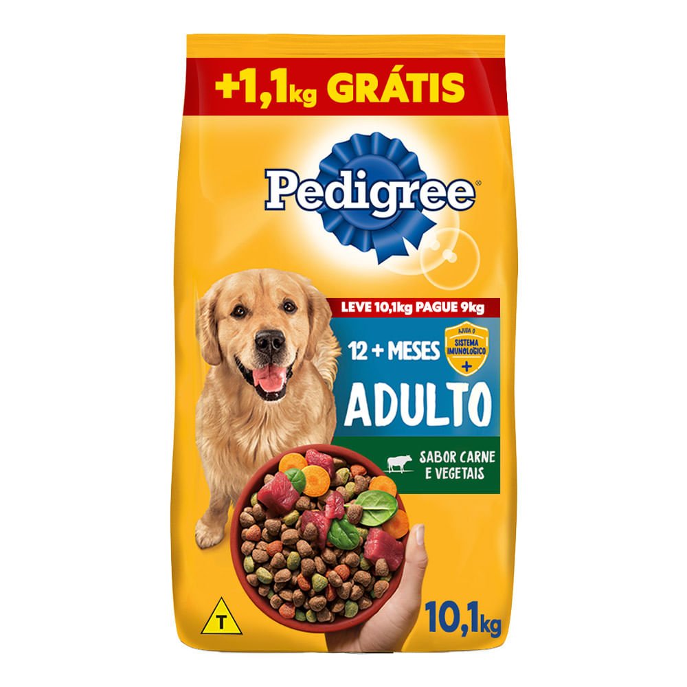 Ração Pedigree Cães Adultos Raças Médias e Grandes Carne e Vegetais