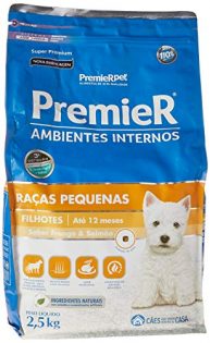 Ração Premier Pet Ambientes Internos Cães Filhotes Frango e Salmão Frango 2