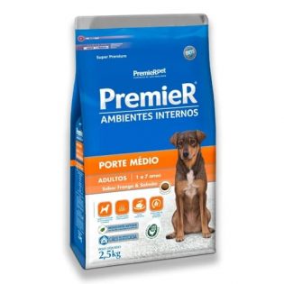 Ração Premier Pet Ambientes Internos Frango e Salmão para Cães Adultos Médio Porte Frango 12 kg