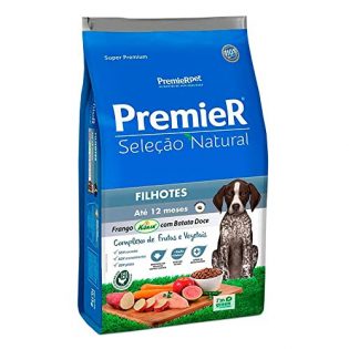 Ração Premier Pet Seleção Natural Frango Korin com Batata Doce Cães Filhotes Raças Médias Frango Vegetais 10