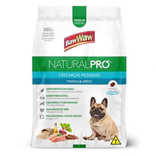 Ração Seca Baw Waw Natural Pro Frango e Arroz para Cães Adultos Porte Pequeno Frango Cereais 10