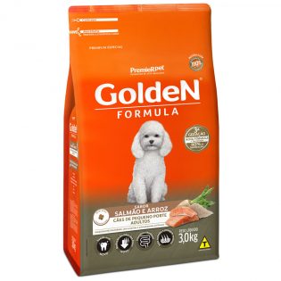 Ração Seca PremieR Pet Golden Formula Mini Bits Salmão e Arroz para Cães Adultos de Raças Pequenas Peixe Cereais 3 kg