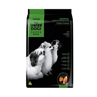Ração Seca Three Dogs Super Premium Frango e Cenoura para Cães Adultos Raças Pequenas e Mini Frango Vegetais 1 kg