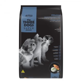 Ração Seca Three Dogs Super Premium Frango e Arroz para Cães Filhotes Raças Pequenas e Mini Frango Cereais 1 kg
