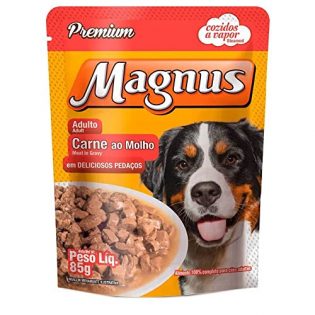 Ração Úmida Magnus Premium Sachê Carne ao Molho para Cães Adultos Cordeiro Cereais 85 g