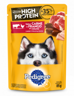 Ração Úmida Pedigree High Protein Sachê Carne e Frango Ao Molho para Cães Adultos Cordeiro Cereais 85 g