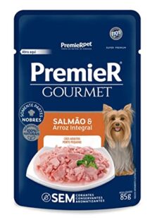 Ração Úmida Premier Gourmet Salmão e Arroz Integral para Cães Adultos Porte Pequeno Peixe Cereais 85 g