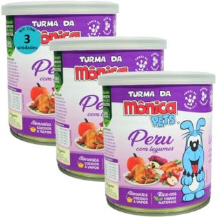 Ração Úmida Turma da Mônica Pets Peru com Legumes 280g Para Cães Adultos Kit 3 un  280 g