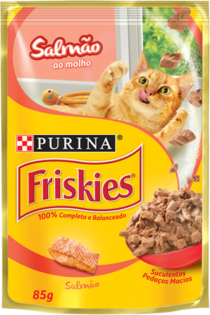 Ração Úmida Nestle Purina Gatos Friskies Salmão ao Molho Sachê  85 g