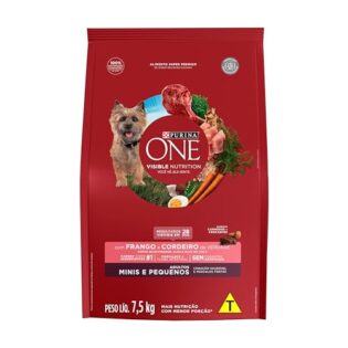 Ração Seca Nestlé Purina One Frango e Cordeiro para Cães Adultos Raças Minis e Pequenas Carne 7