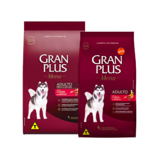 Ração GranPlus Menu Carne e Arroz para Cães Adultos Carne Cereais 25
