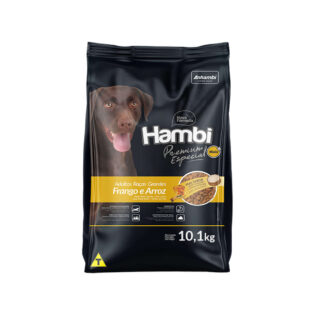 Ração Seca Hambi Premium Especial Frango e Arroz para Cães Adultos Raças Grandes Frango Cereais 10