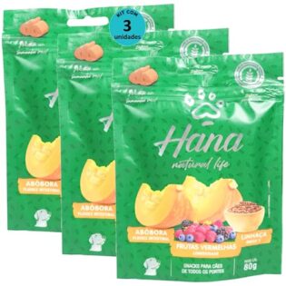 Hana Natural Life Abóbora Frutas Vermelhas Linhaça 80g Para Cães Adultos Kit C/ 3 Un  80 g