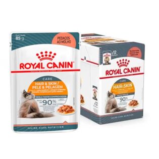 Kit 12un. Ração Úmida Royal Canin Hair Skin Pele e Pelagem Para Gatos Adultos 85g  85 g