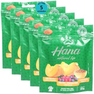 Hana Natural Life Abóbora Frutas Vermelhas Linhaça 80g Para Cães Adultos Kit C/ 5 Un  80 g